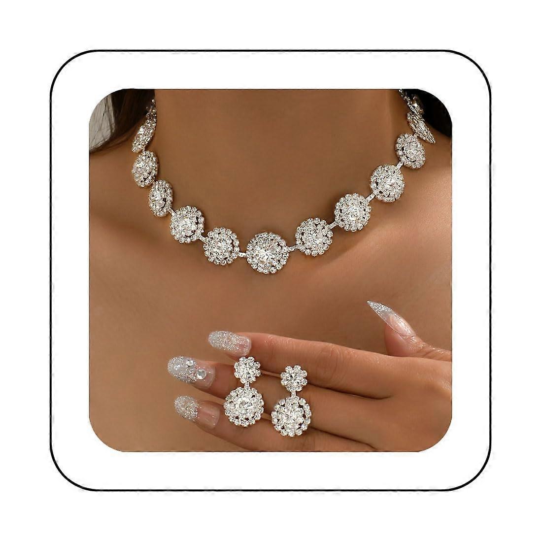 Hopeinen strassi morsiuskorusetti naisille