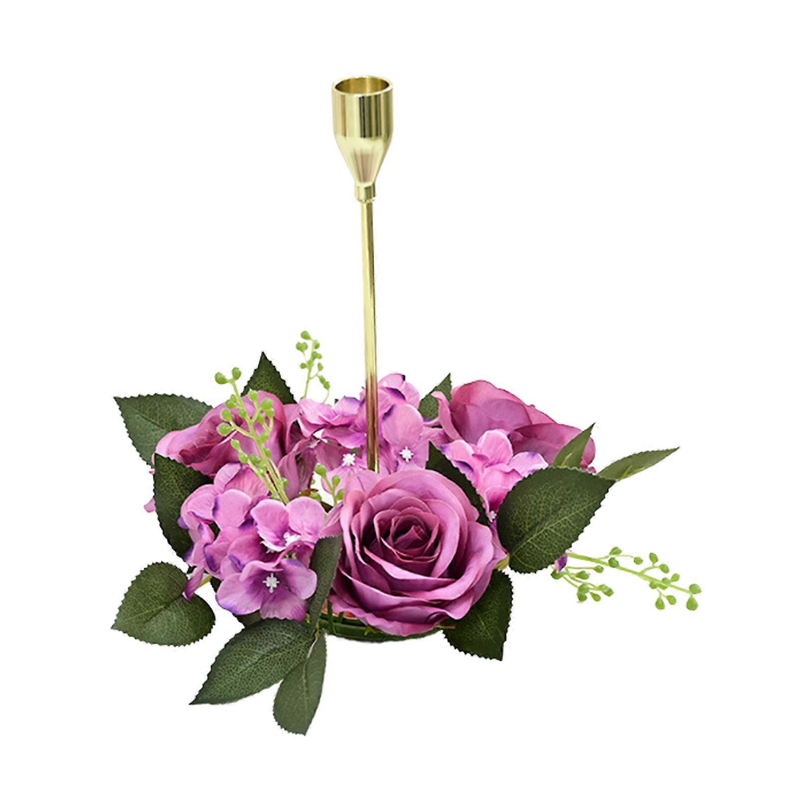 זר ורדים מלאכותי סגול עדין טבעת נר 20 ס"מ לעיצוב הבית