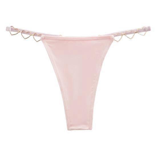 Women Panties Solid Color Heart Ring Decor Butt-lifted Low Waist Seamless Elastic Briefs Seductive Thong Female