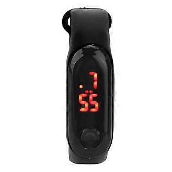 SQCLV Mini Children Electronic Watch Red LED Simple Student Sports Electronic Watch with Silicone Watch Band Black