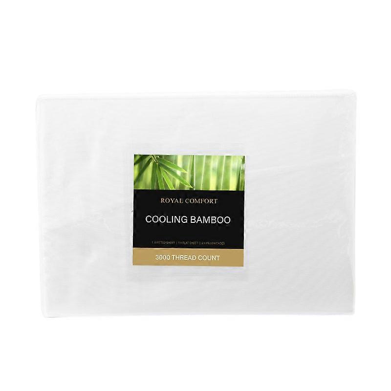 Royal Comfort 3000 Thread Count Bamboo Cooling Sheet Set King White Sheets