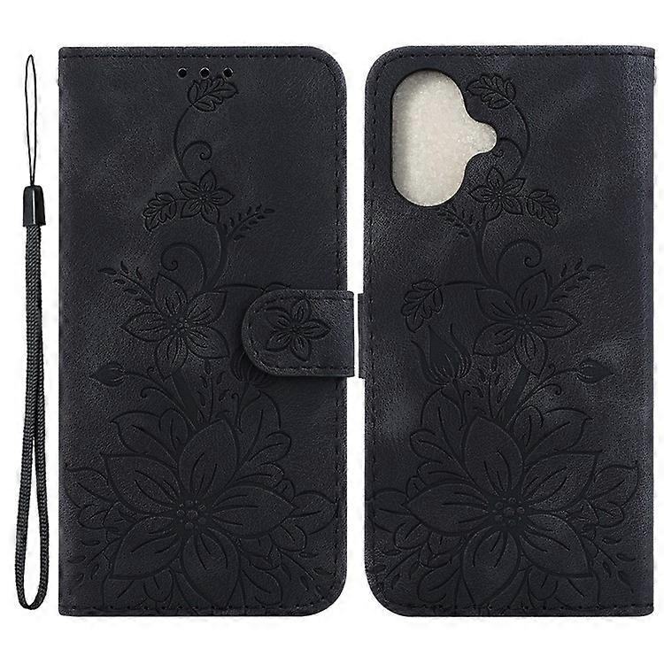 Compatible For iPhone 16 Wallet Case PU Leather Phone Cover Flower Imprinted