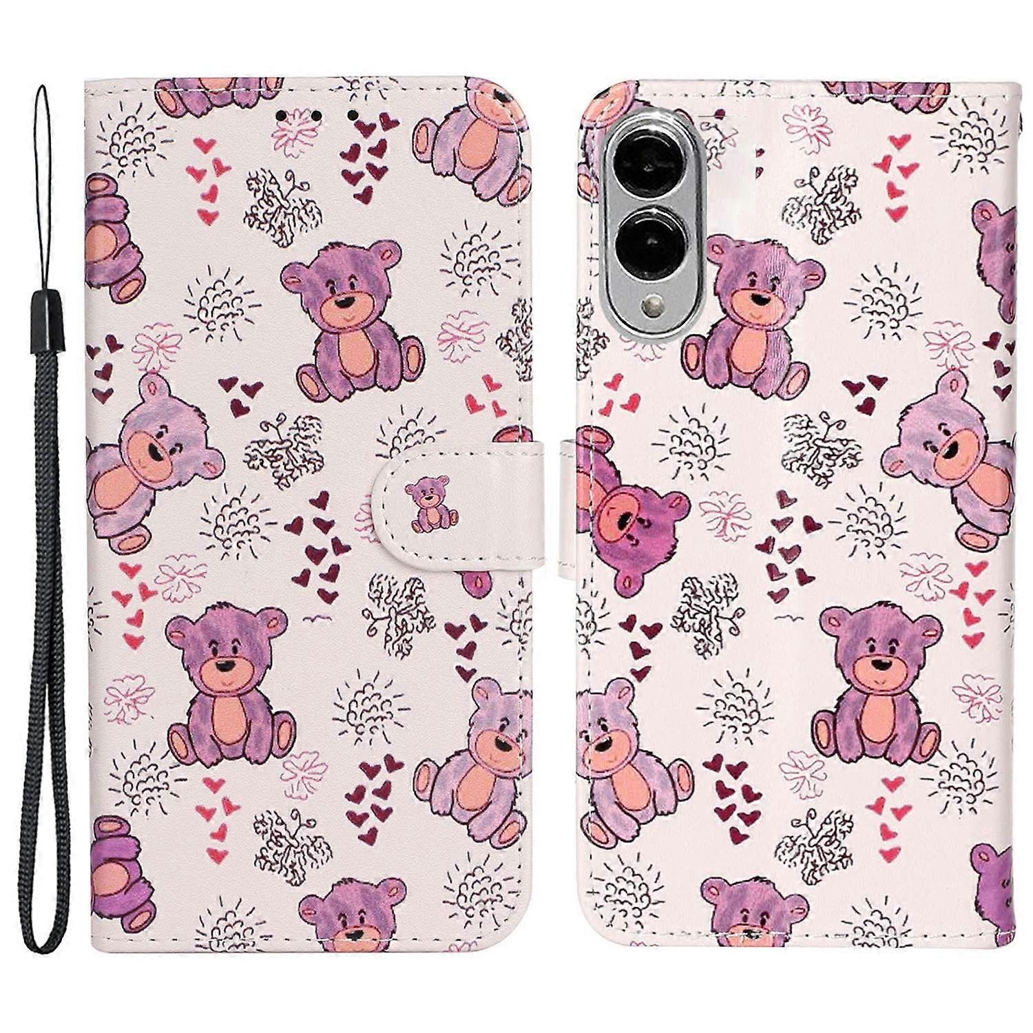 For Samsung Galaxy S25 Edge Case Pattern Leather Wallet Phone Cover with Card Holder-Bear