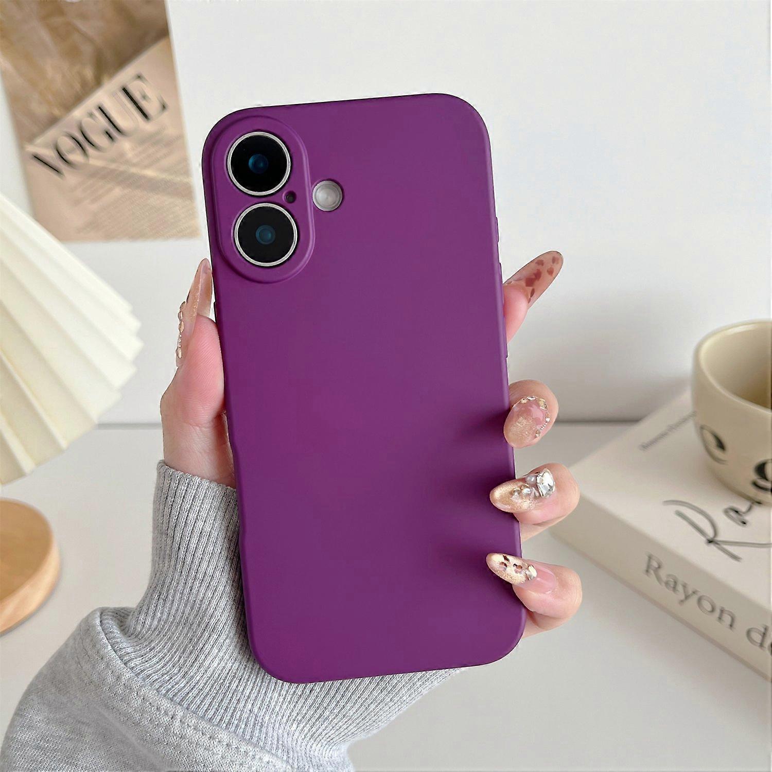 For iPhone 16 Plus Phone Back Case Scratch Resistant Silicone Mobile Cover-Purple
