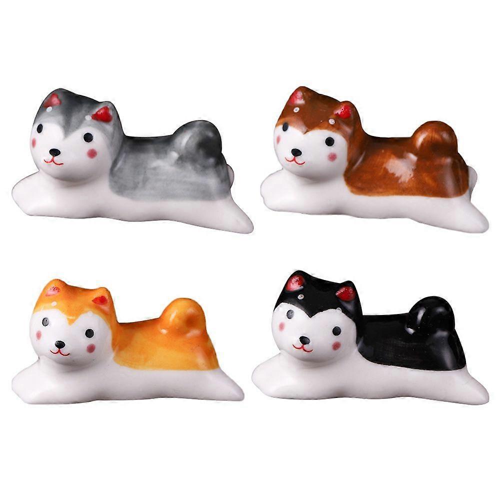 4Pcs Ceramic Chopsticks Rest Cartoon Chopstick Holders Fork Spoon Racks Desktop Decor