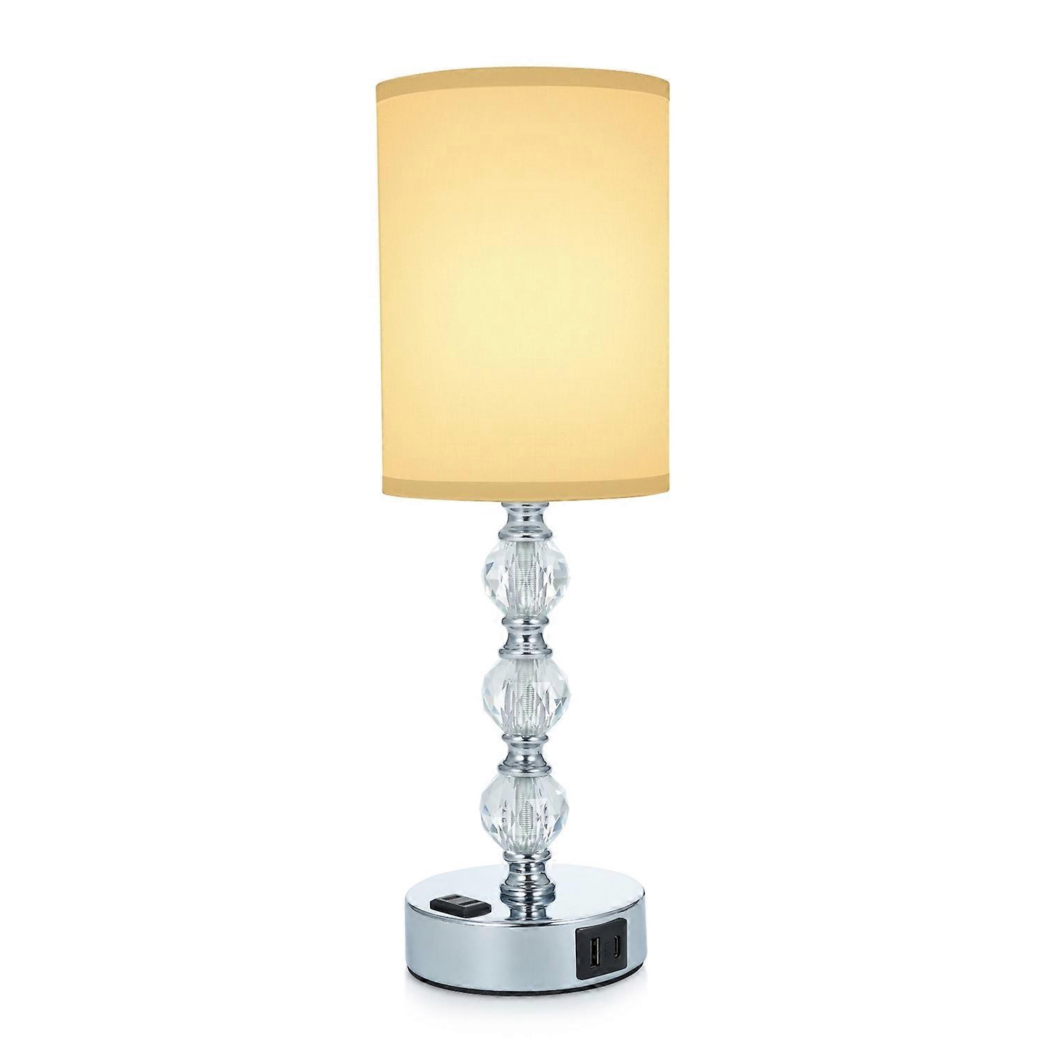Bedside Table Lamp Bedroom Nightstand Lamp with 3200K Warm Light Bulb Fabric Lampshade Desk Lamp wit