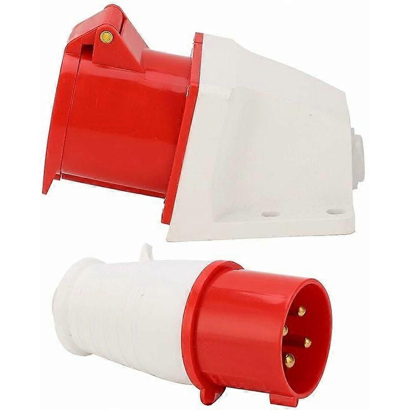 Industrial Plug Connector for 380-415V 32A 4Pin 3P+E, Special Anti-Drop Buckle Design Ensures Safe High-Quality Connections in Wet Environments,