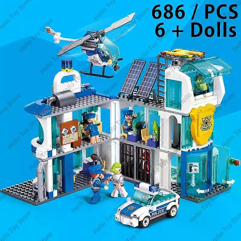 2024 Modern Police Station SWAT City Model Building Blocks Command Vehicle Policeman Figures Bricks DIY Toy For Kids Boys Gifts