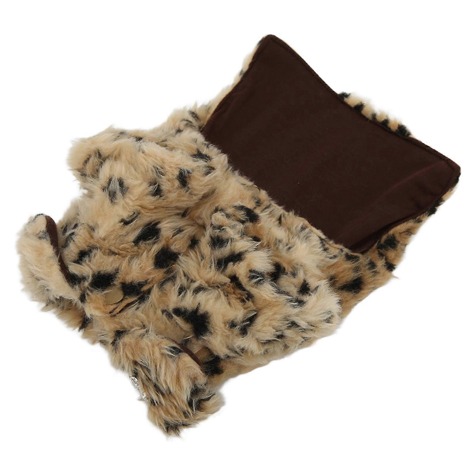 Pet Leopard Print Cloak Cute Retro Stylish Puppy Plush Jacket for Autumn and WinterS