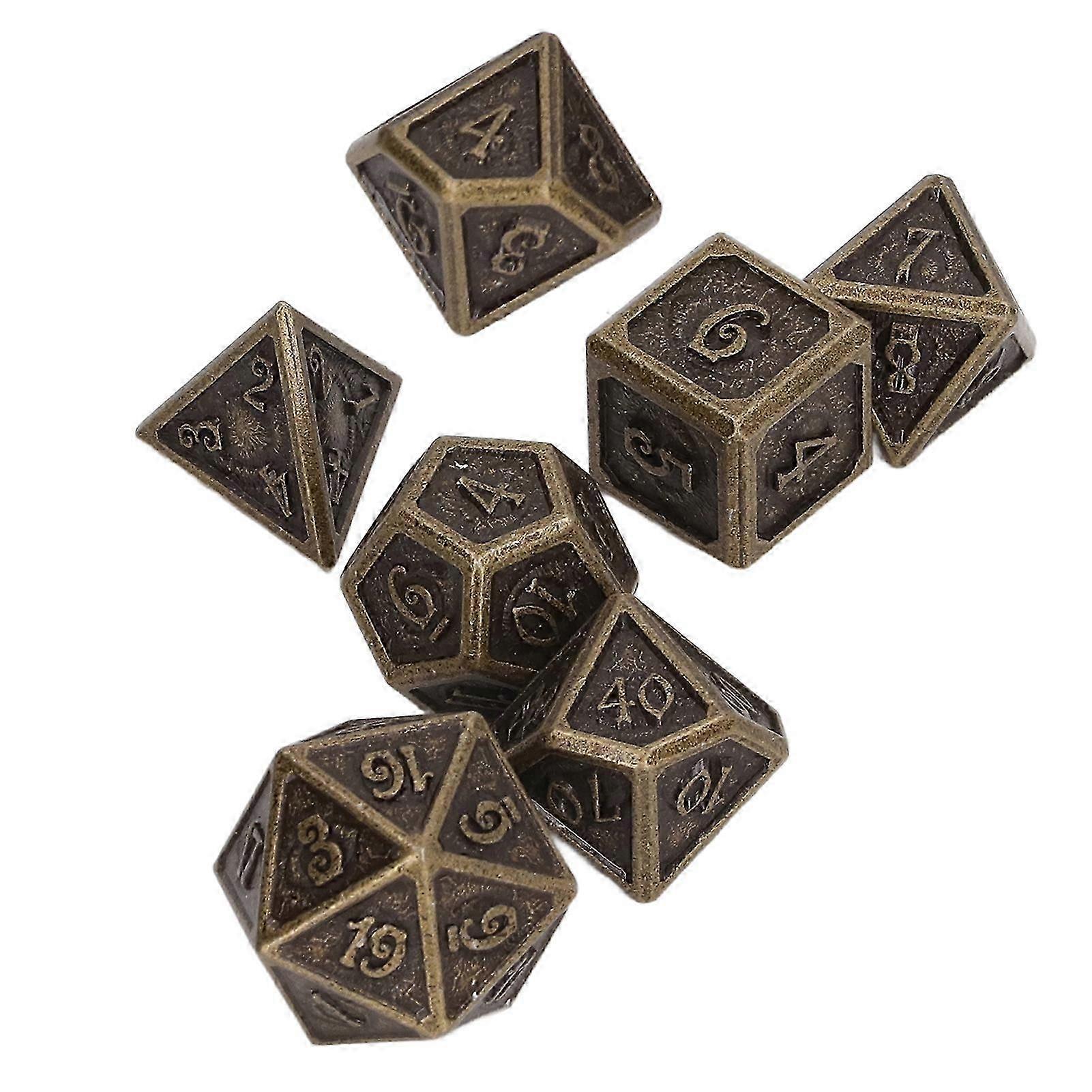7pcs Rpg Dice Exquisite Carved Pattern Metal Clear Number Widely Used Polyhedral Dice Set For Table Games Party