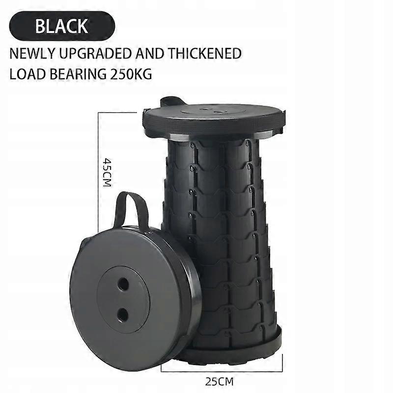 Portable Folding Telescopic Stool, Black, Black