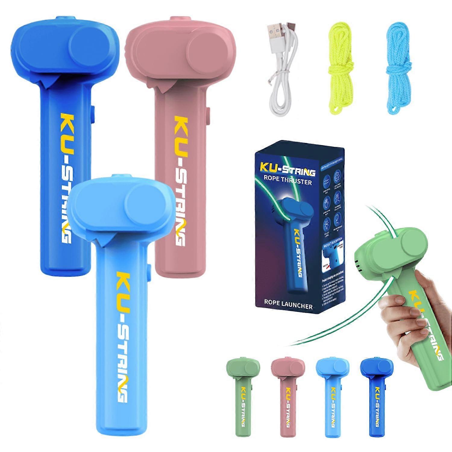 Glow in The Dark Loop Rope Launcher Propeller Toy, Luminous Handheld Shooter String Set in Dark Blue, Pink, Light Blue for Stress Relief