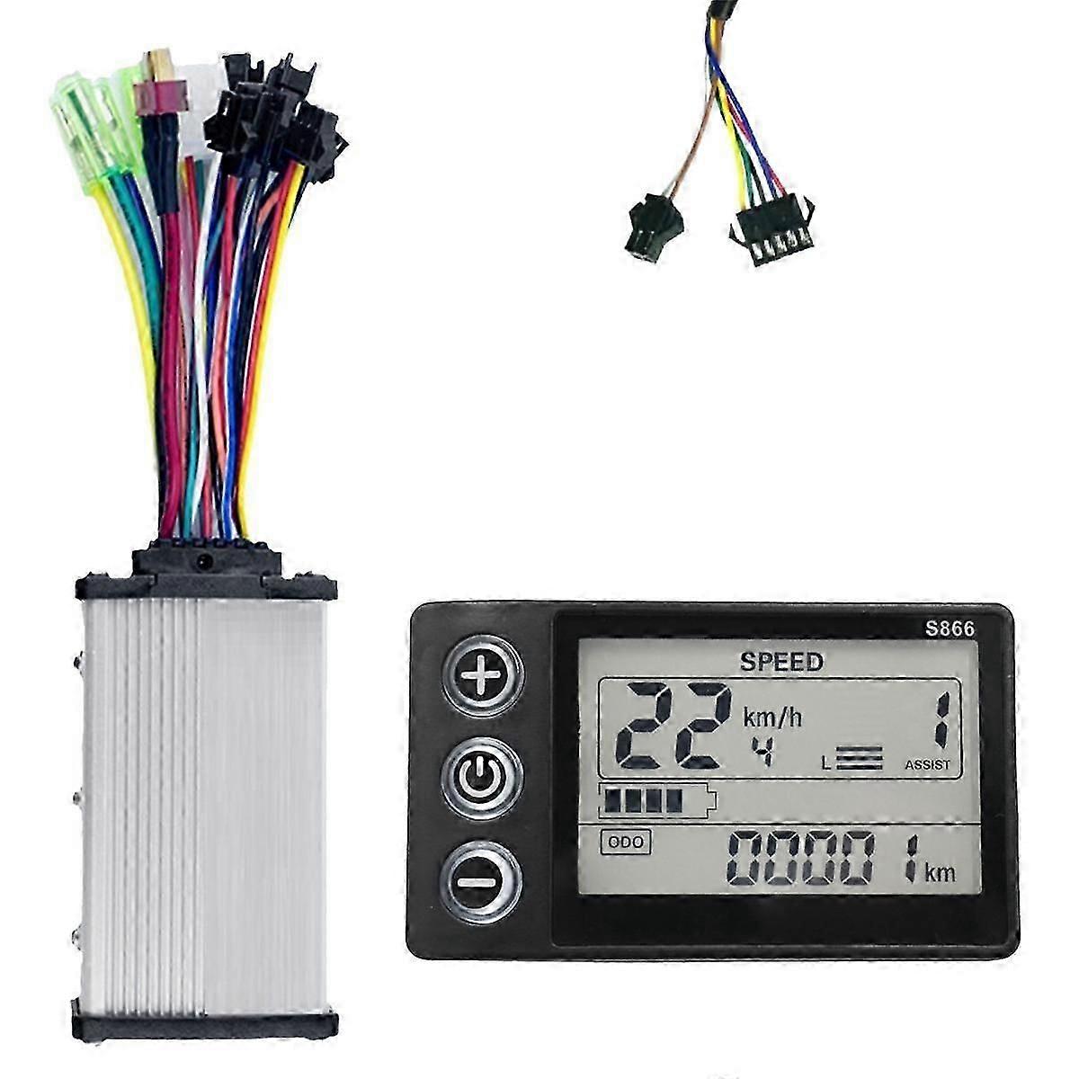 S866 Controller Panel Dashboard+36V 350W Sine Wave Controller Electric Bike LCD Display for E-Bike