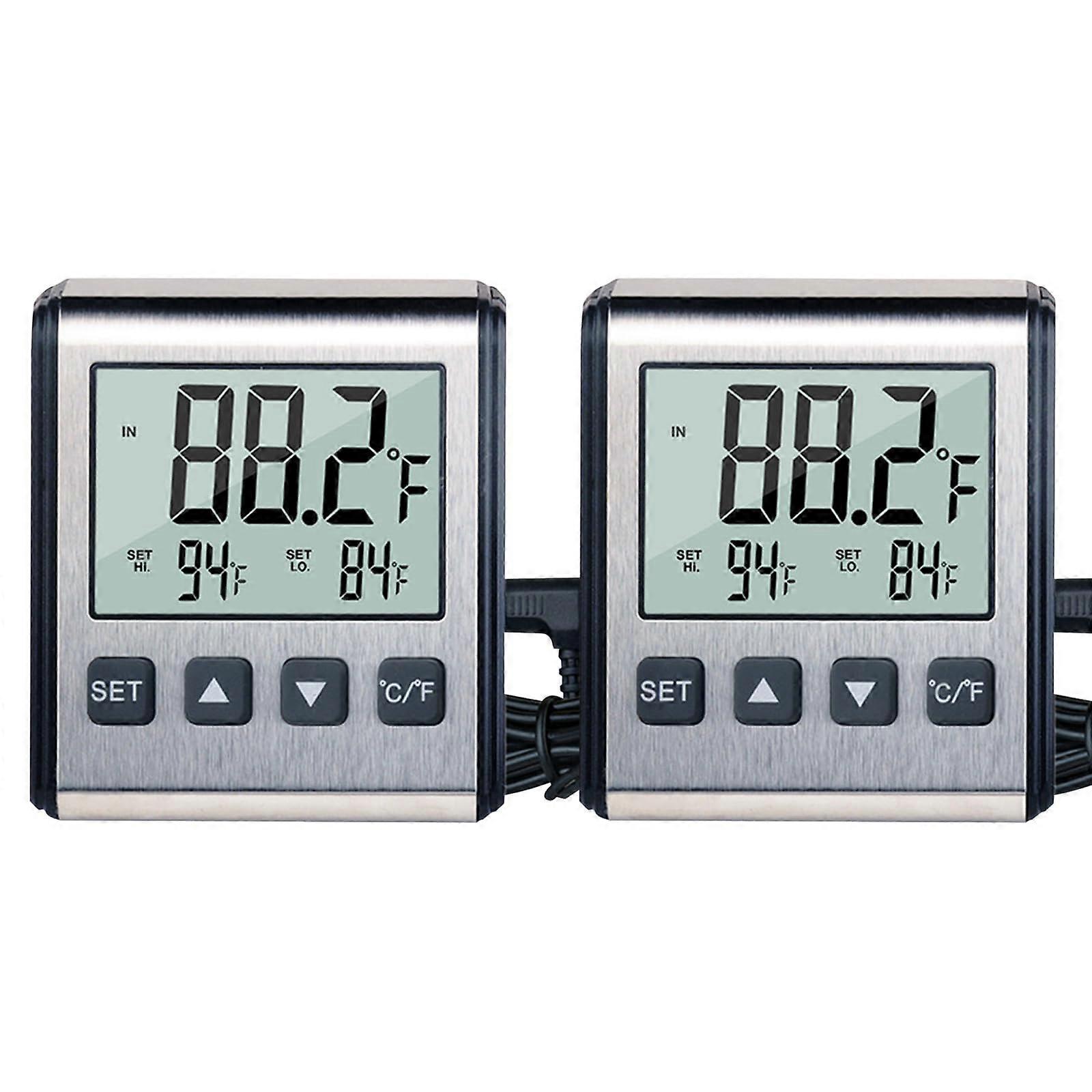 2pcs Fridge Thermometer Freezer Thermometer Alarm Multi-site Application Refrigerator Freezer Crawler Aquarium etc.