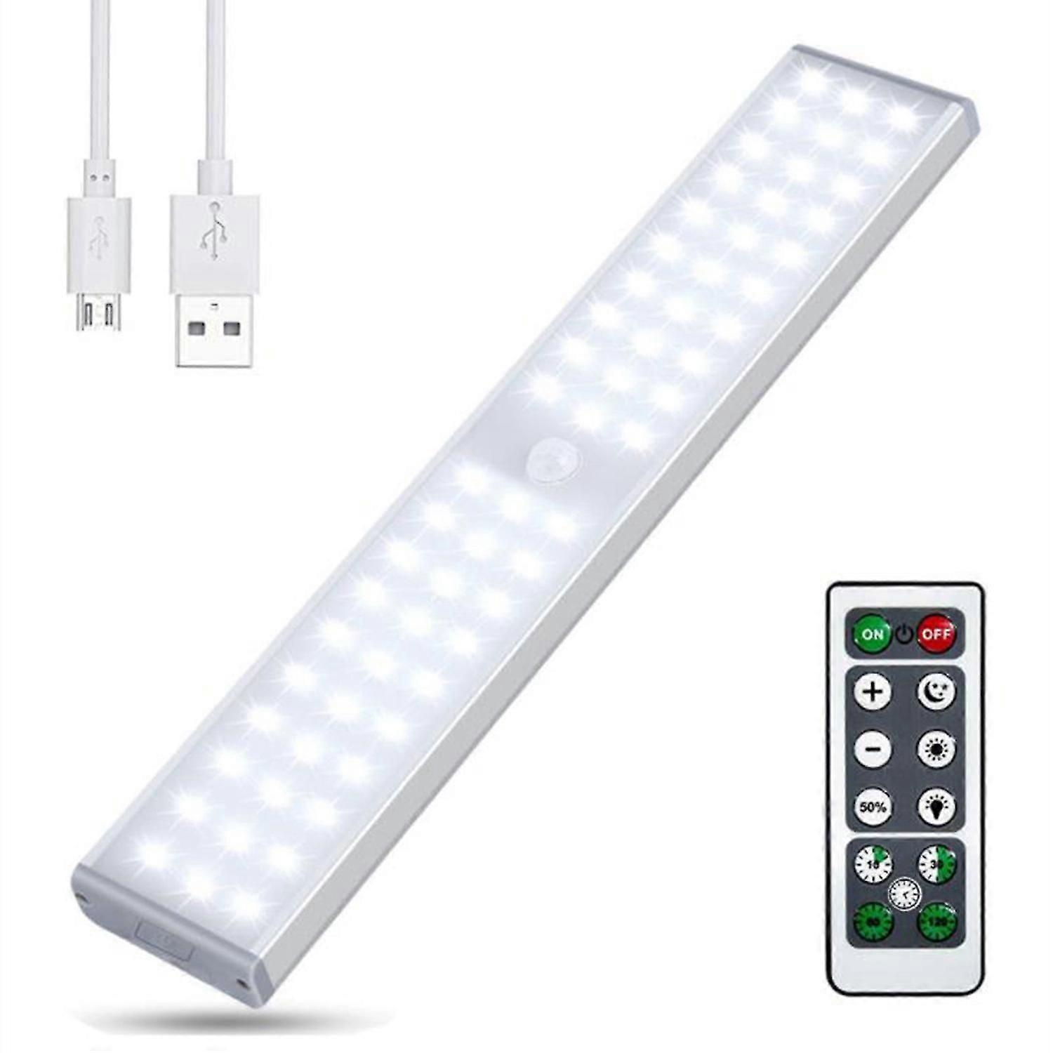 LED Motion Sensor Closet Lights,60-LED Rechargeable Wireless Light with Remote Control,For Stairs,W