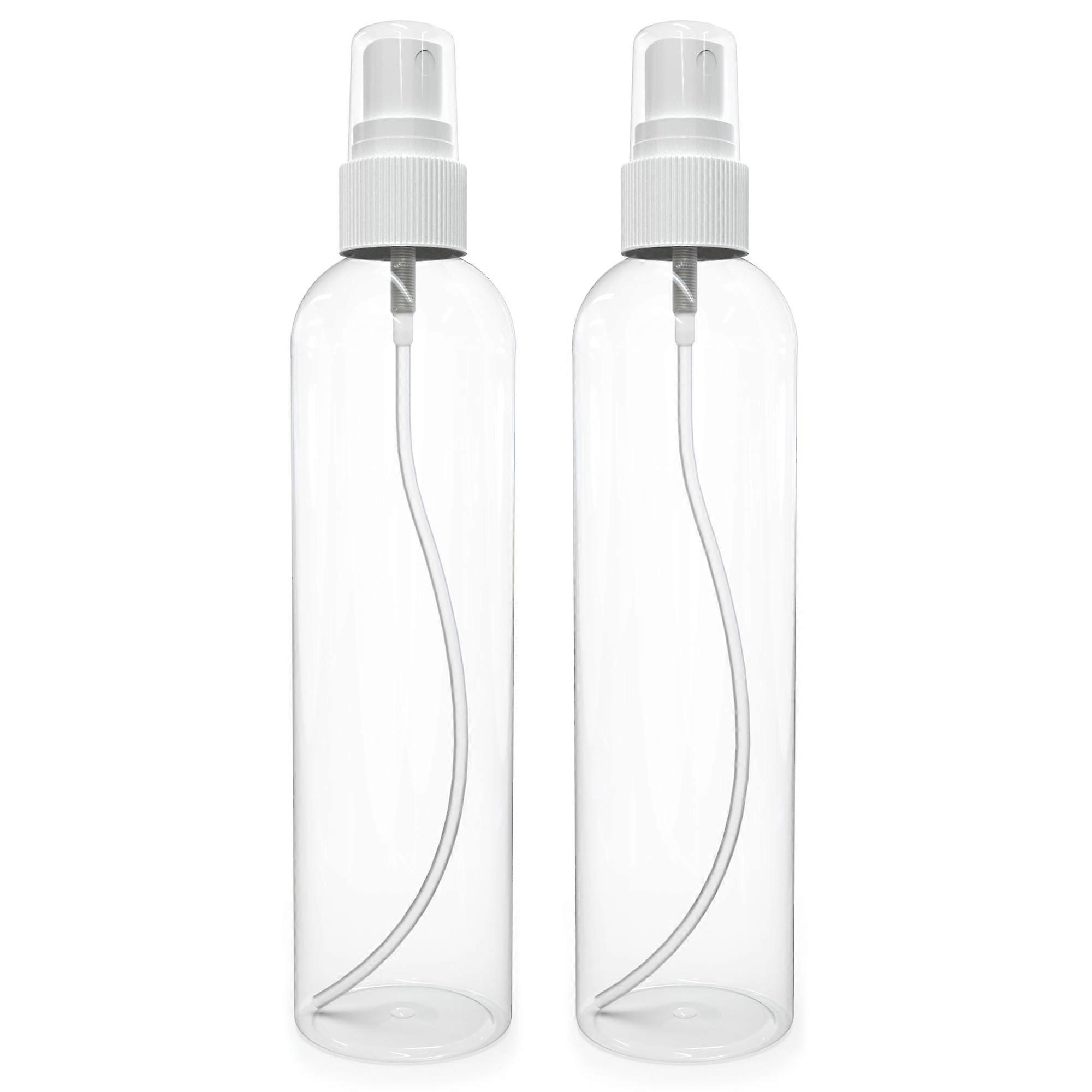 Fine Mist Spray Bottles 8 OZ, Clear Refillable Containers for Essential Oils, Disinfectant, Water - 2 Pack