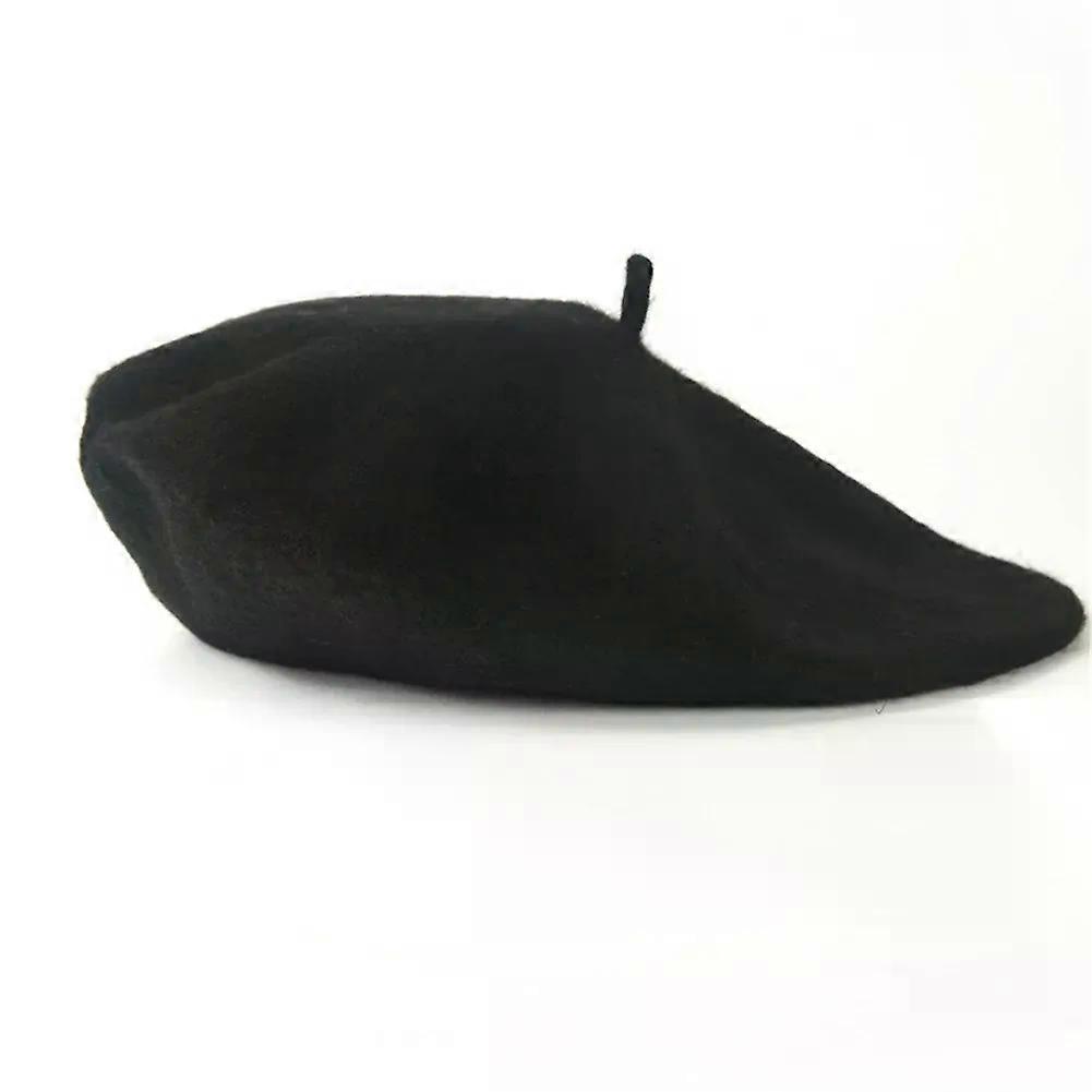 Vintage Winter Warm Wool Plain Beret For Women's Girls Artist  Fashion Casual Solid Black Red Beanie Hat Caps Boinas para mujer