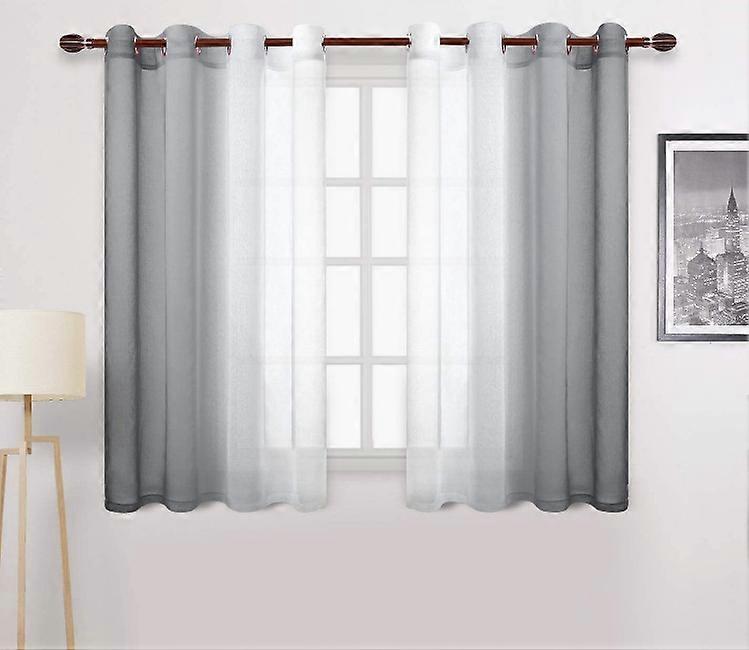 Curtain with gradient sheer pattern transparent decor (gray, 132*244cm, with perforations)