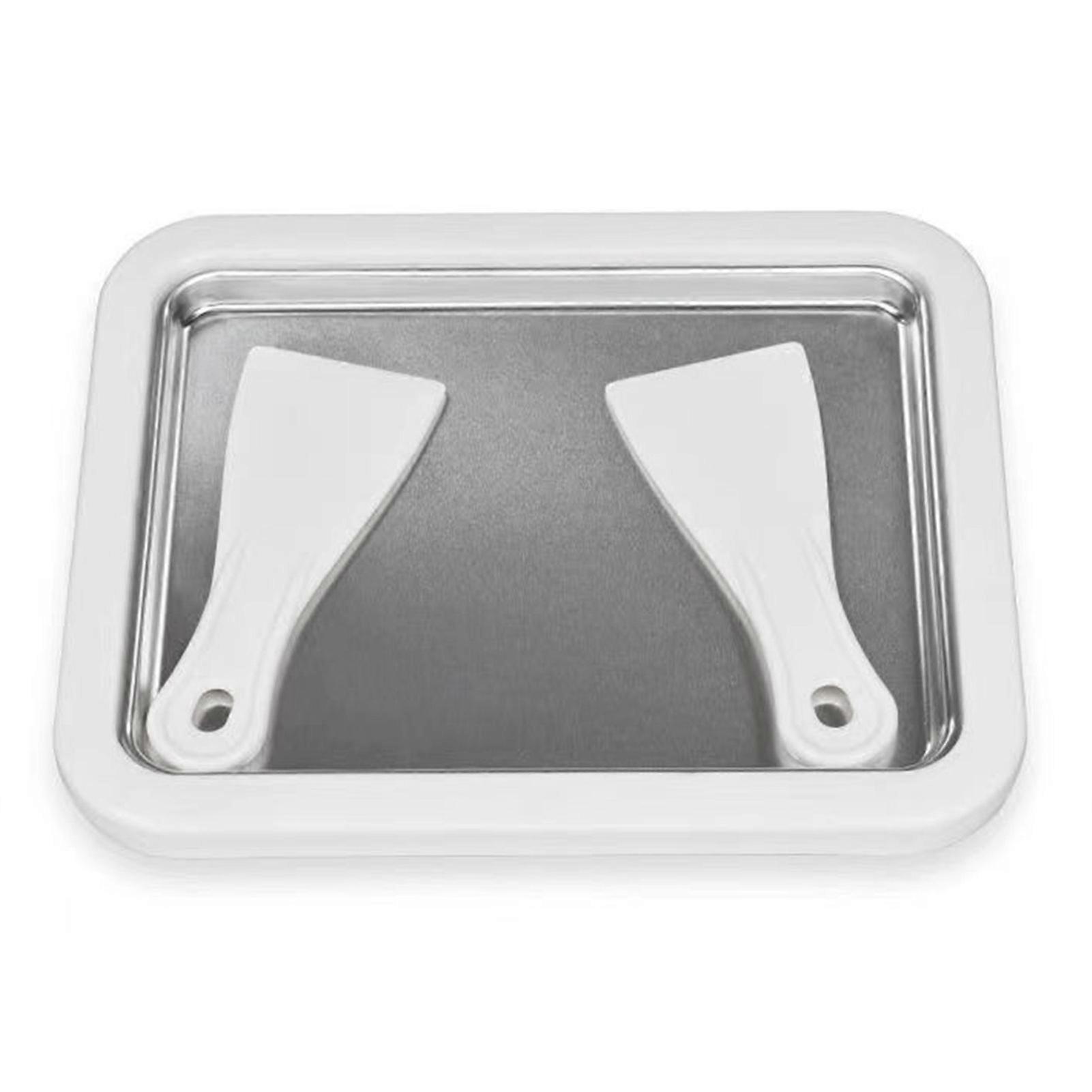 Rolled Maker Aluminium Alloy Instant Cold Pan Plate Homemade DIY Serve with 2 Spatula for Ice Cream Fruit Milk
