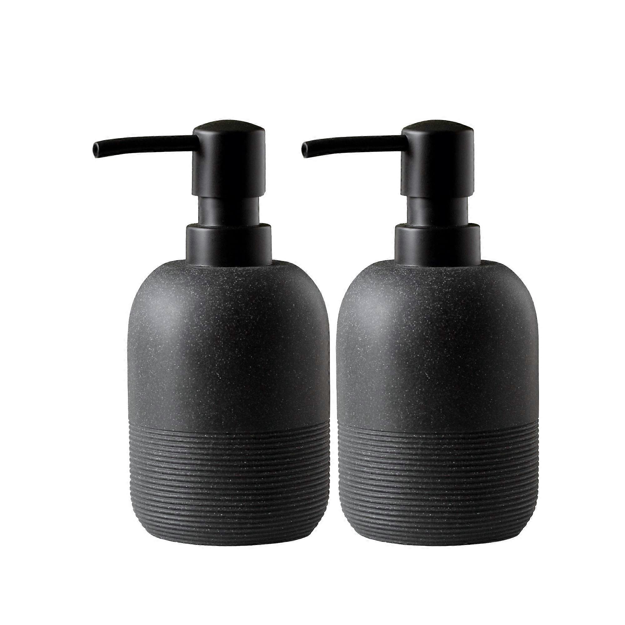 Matte Black Soap Dispenser Set with Pump, 10.6oz Hand Soap and Lotion Dispenser for Bathroom and Kitchen Countertop