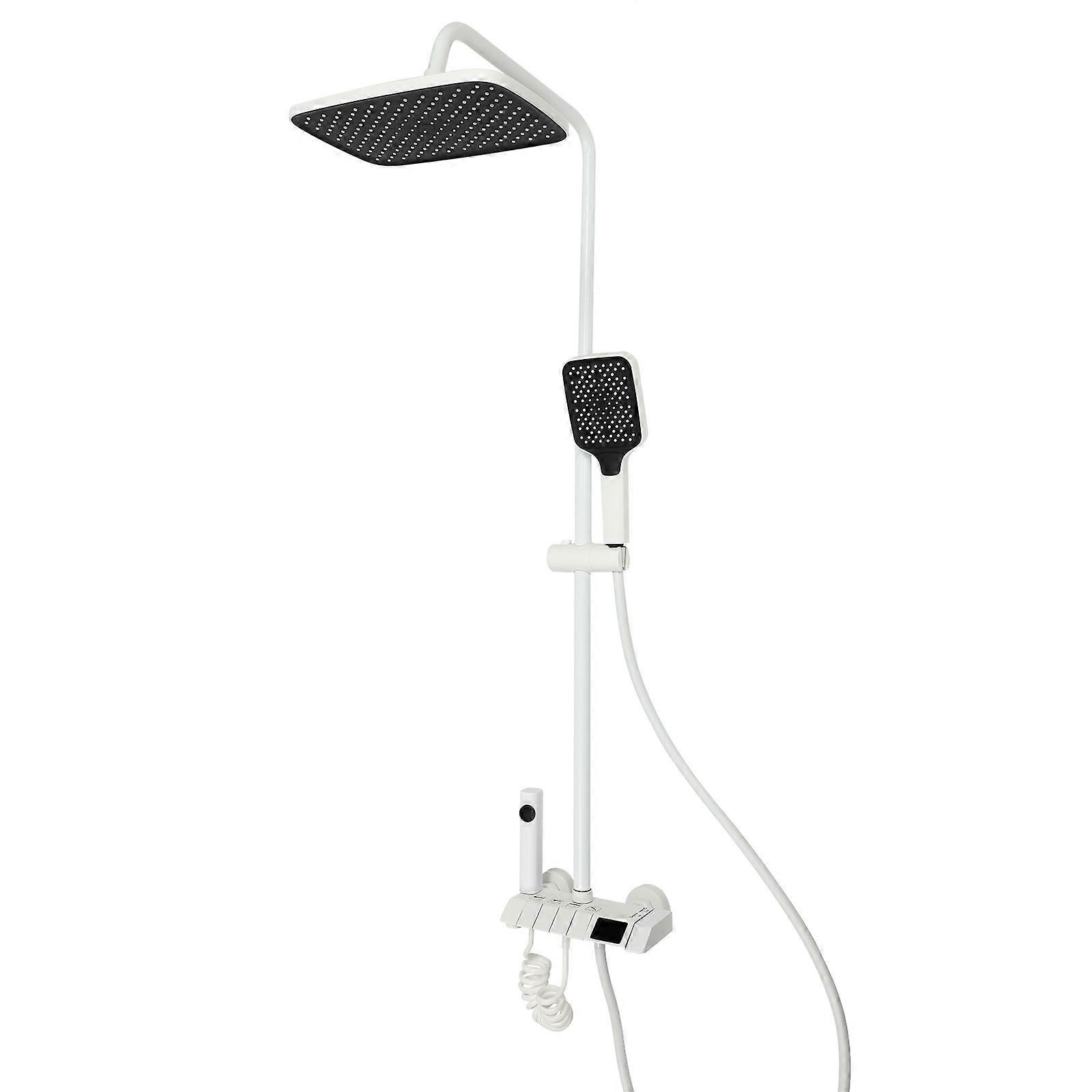NPT 1/2'' Duschsystem-Set Wasserhahn Badezimmer Wandmontage Duschmischer mit Kälte-/Warm-Regelgriff Grau/Weiß