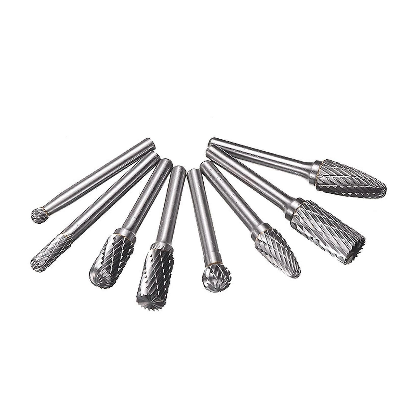 8Pcs/Set Tungsten Carbide Burr Bit CNC Engraving Shank 1/4inch Rotary Burrs Cutter Files Grinder Bit