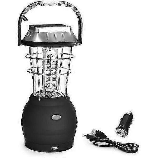 IC Solar lantern, ultra bright LED camping light, 2 adjustable light modes, 5 charging methods, with hand crank dynamo, long