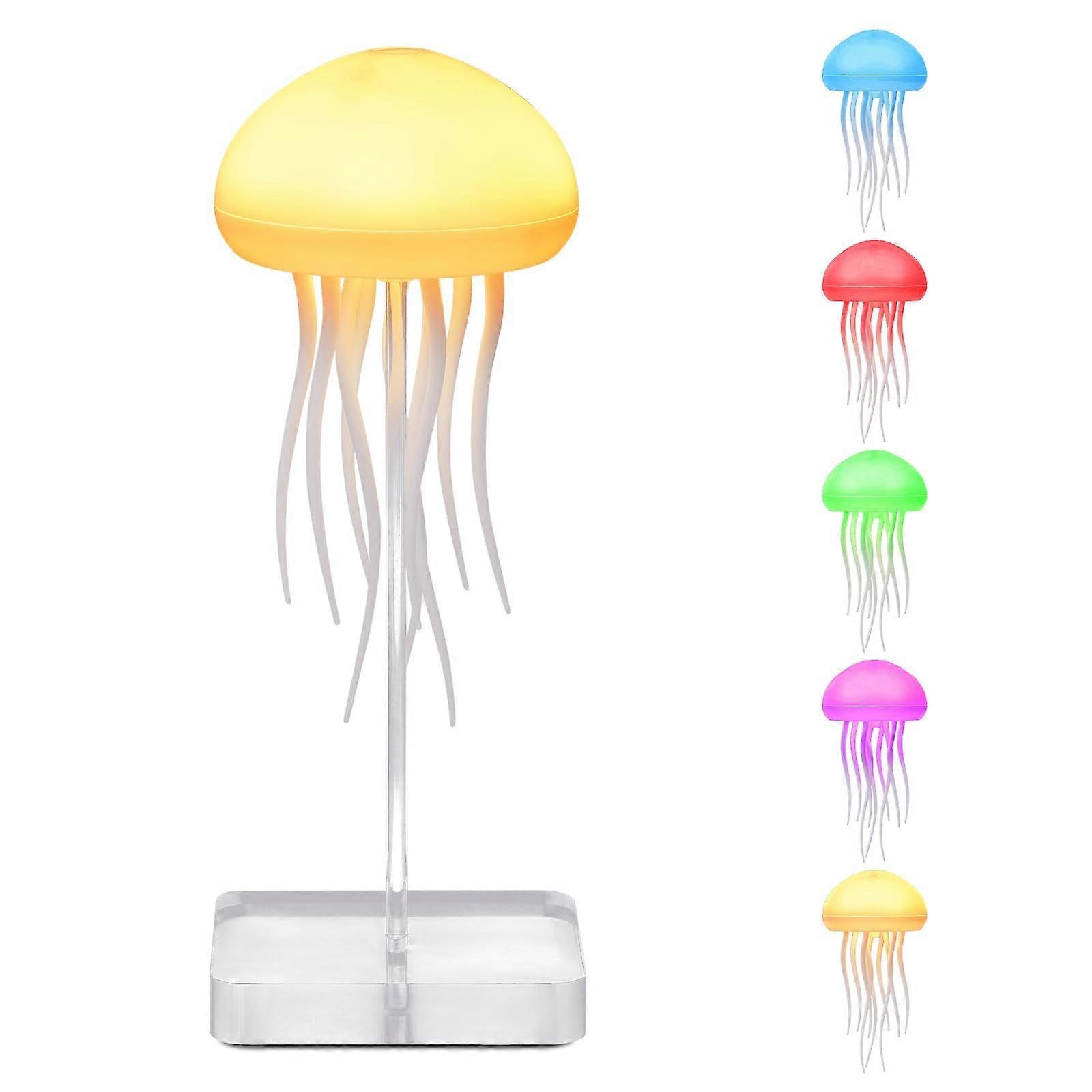 Jellyfish Lamp with Voice Control, RGB Gradient Rechargeable Table Lamp, Touch Sensor, Hanging & Base Design for Home Decor