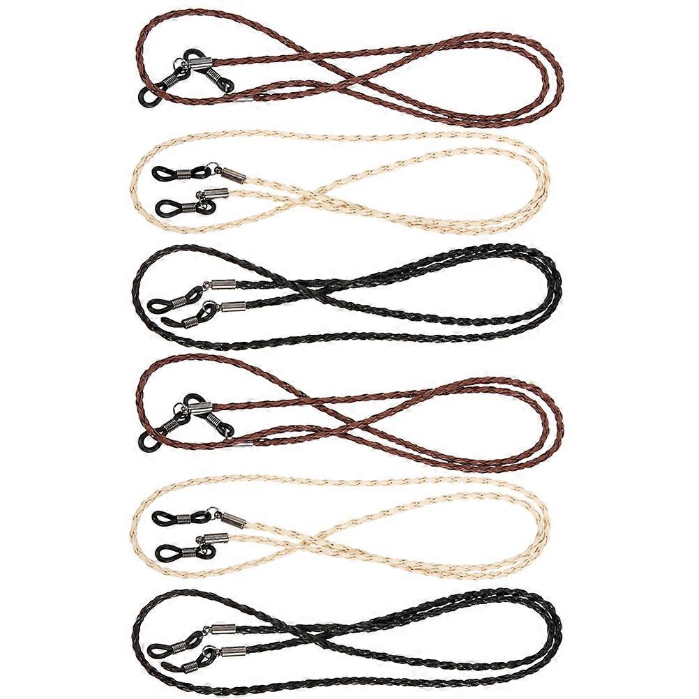 6pcs Adjustable Glasses Straps for Men/Women – Durable, Non Slip Eyewear Lanyard for Outdoor Activities – Classic Black/Brown Colors