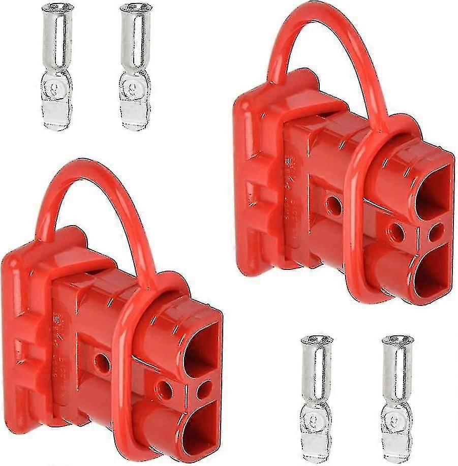 2 Pack Battery Connector 600v 50a Battery Quick Connect Disconnect Electrical Plug Battery Connector Plug Red With 4 Terminals SXQ