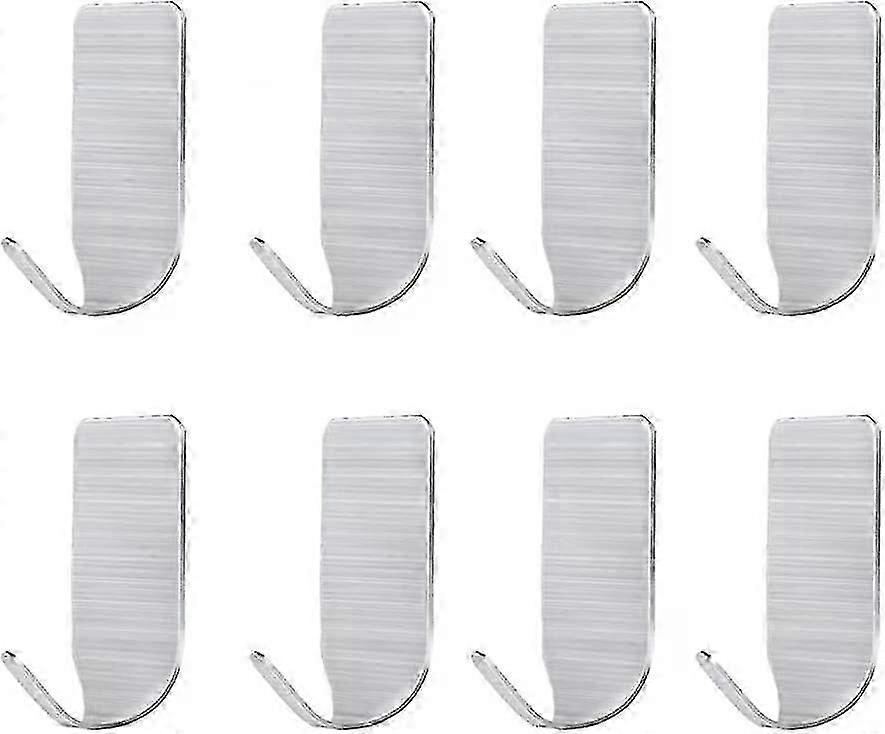 Self-Adhesive Wall Hooks, 8 No-Punching Towel Hooks, Stainless Steel Hooks Suitable for Use in Kitchen, Bathroom, Bedroom, Cloakroom, and Cl