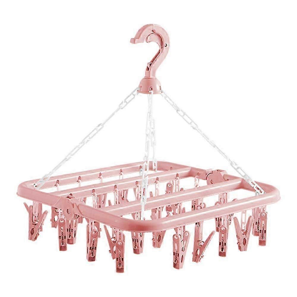 מתקפל 32 קליפים מתלה ייבוש בגדים עמיד לרוח עם קליפס גרב