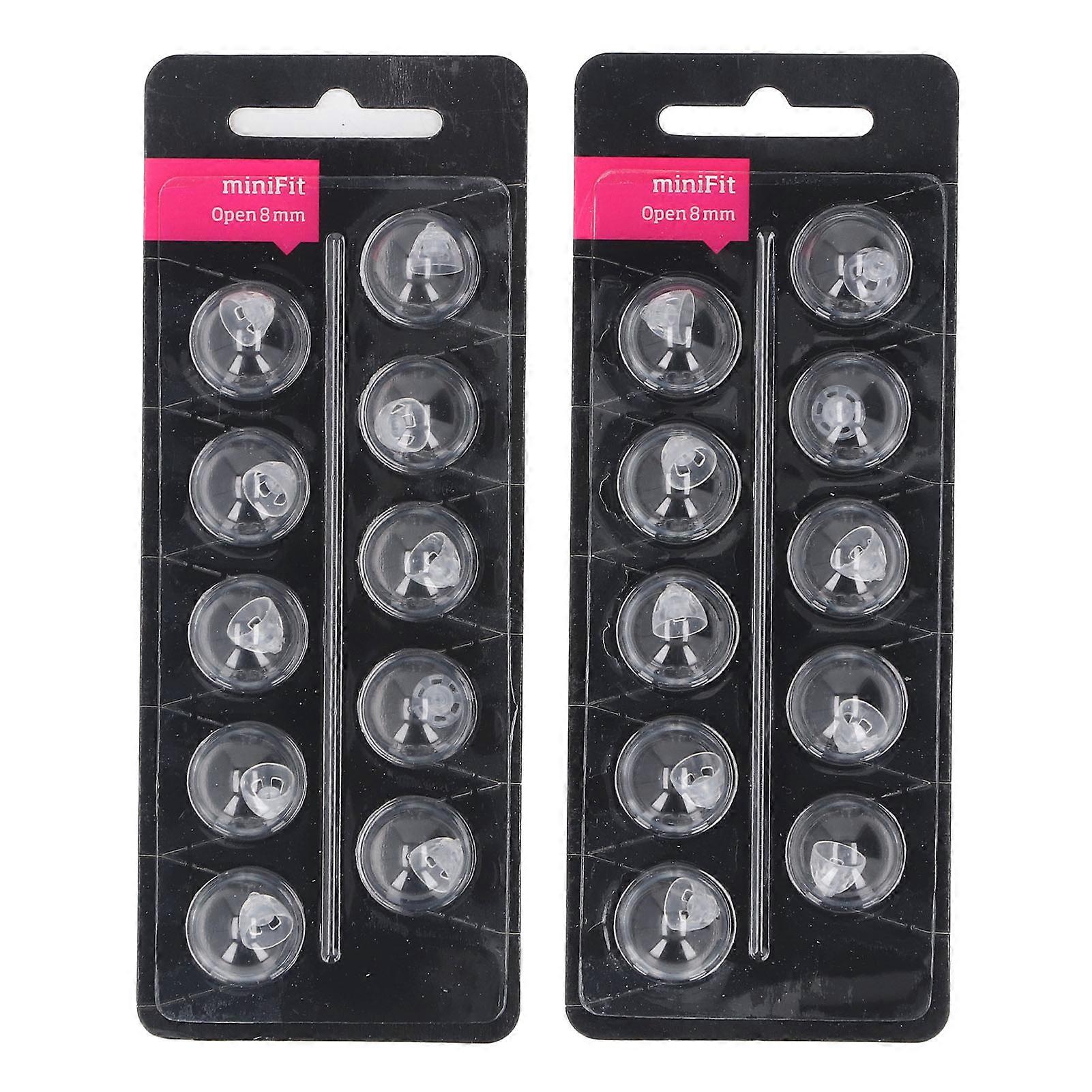 Lot de 20 embouts d'oreille ouverts en silicone monocouche, transparents, pour Minifit, 8 mm