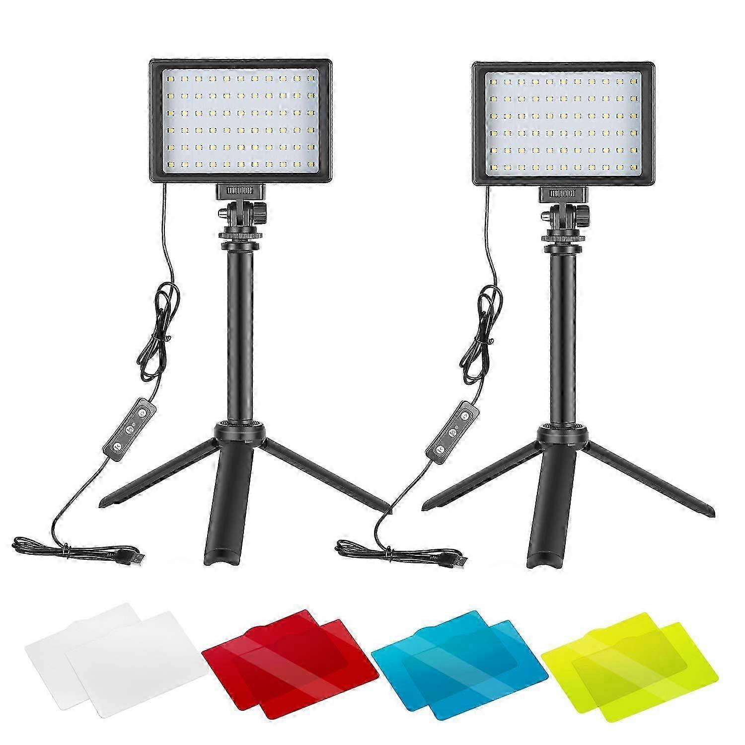 2 Packs Portable Dimmable Photography Lighting Kit, 5600K USB