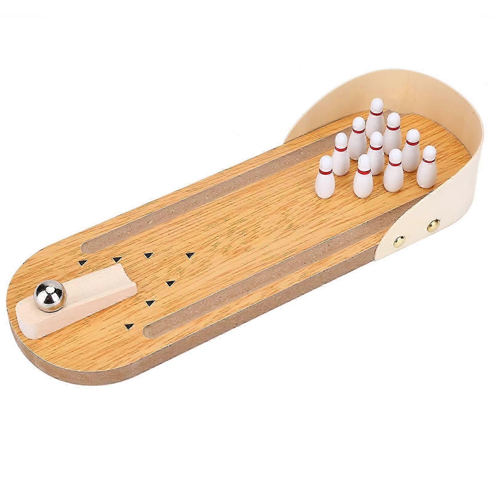 2025 Mini Bowling Set, Wooden Desktop Toy for Kids Table Top Mini Bowling Game Set, Adjustable Angle Ball 1 Set for Home and Office Fun