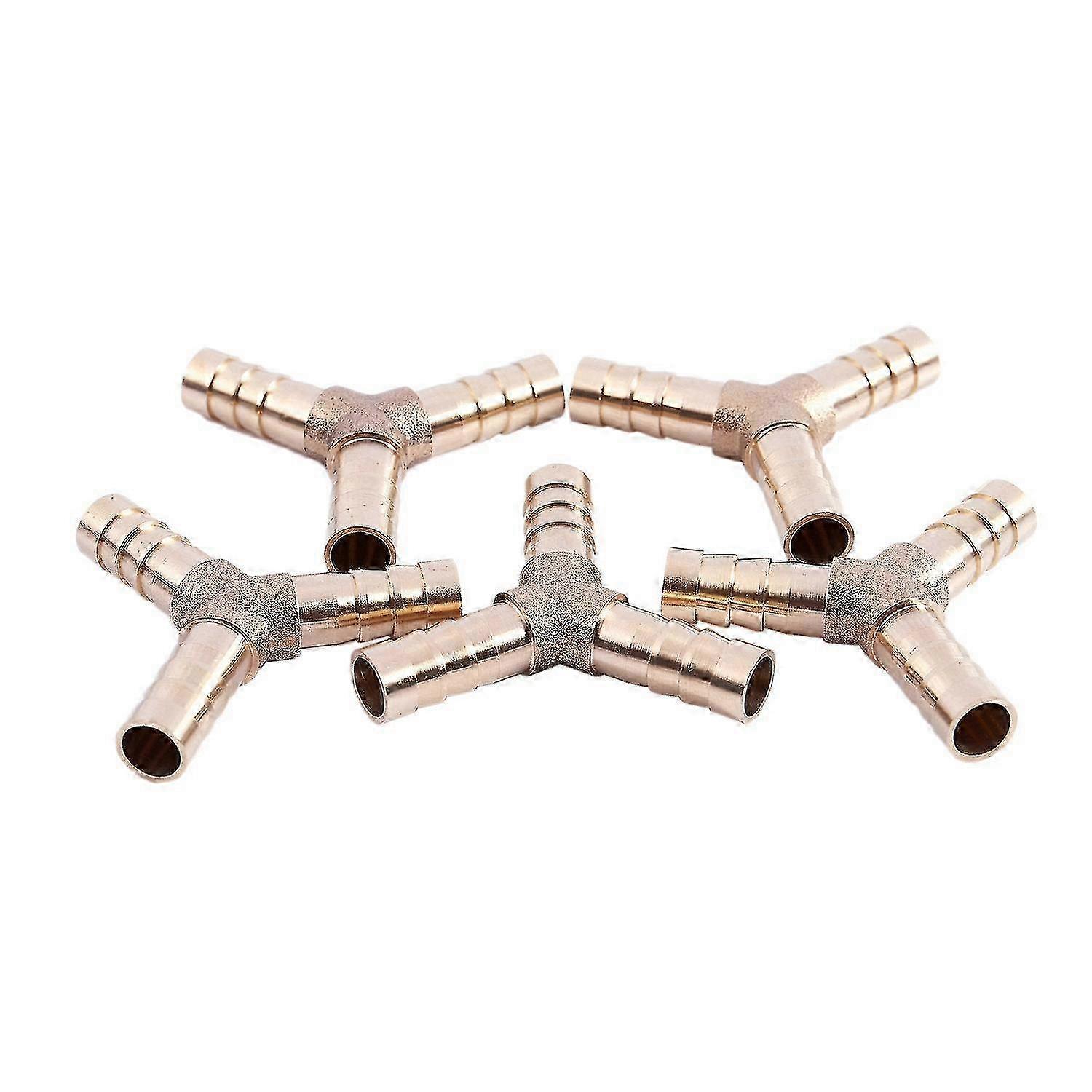 5pcs 8mm 3ウェイ真鍮Yピースエアホースコネクタバーブカプラー