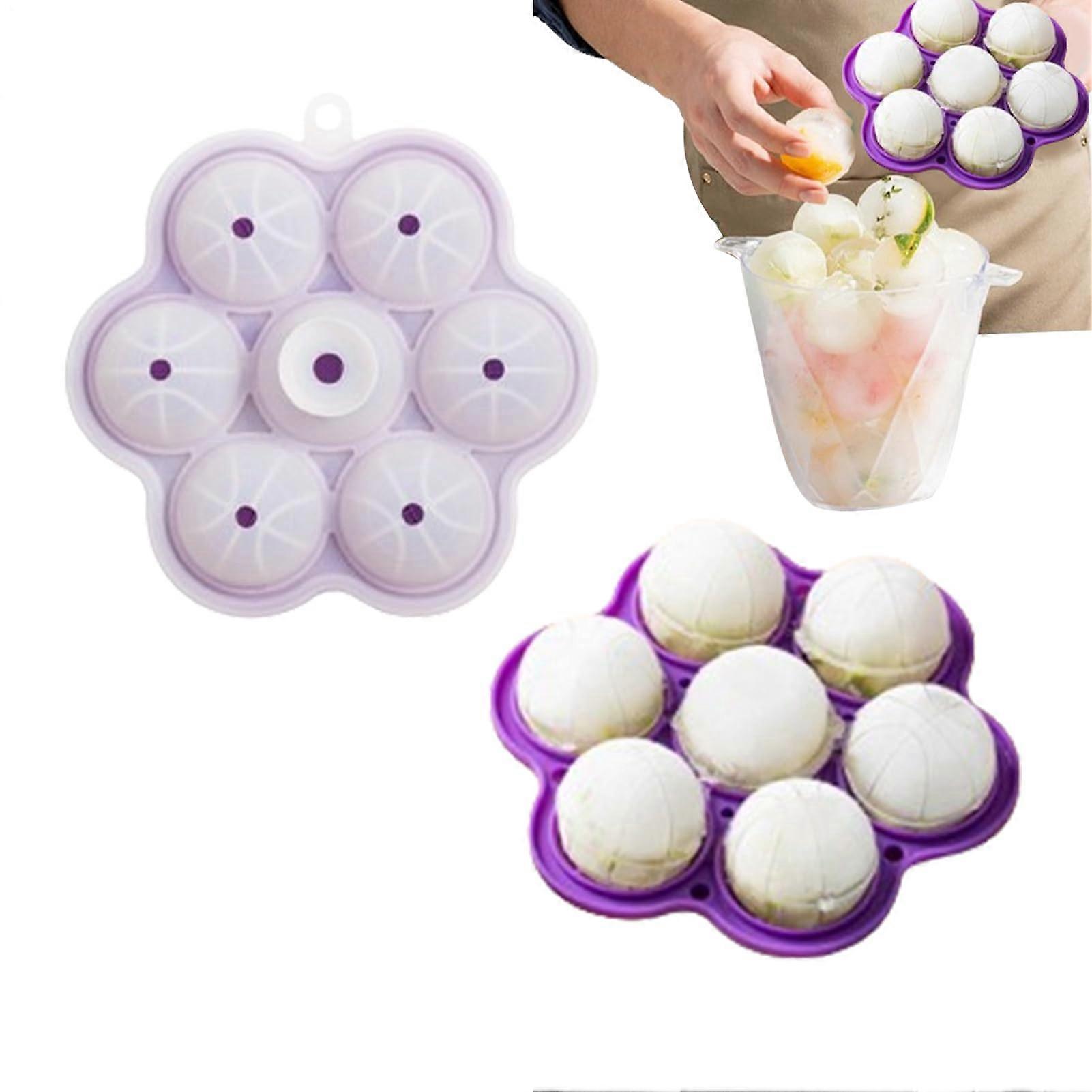 Basketballice cube mold, Ballice cube molds Silicone tray with 7 grids, Purple