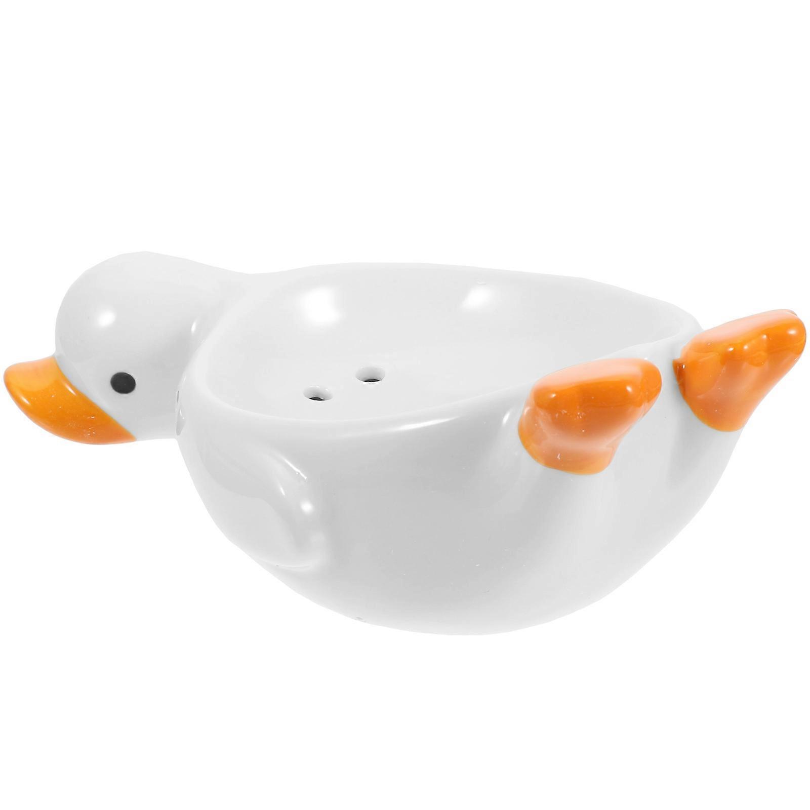 Soap Tray Cute Duck Soap Box Storage Homeowners Ceramic 17.5X11CM White 1Pcs