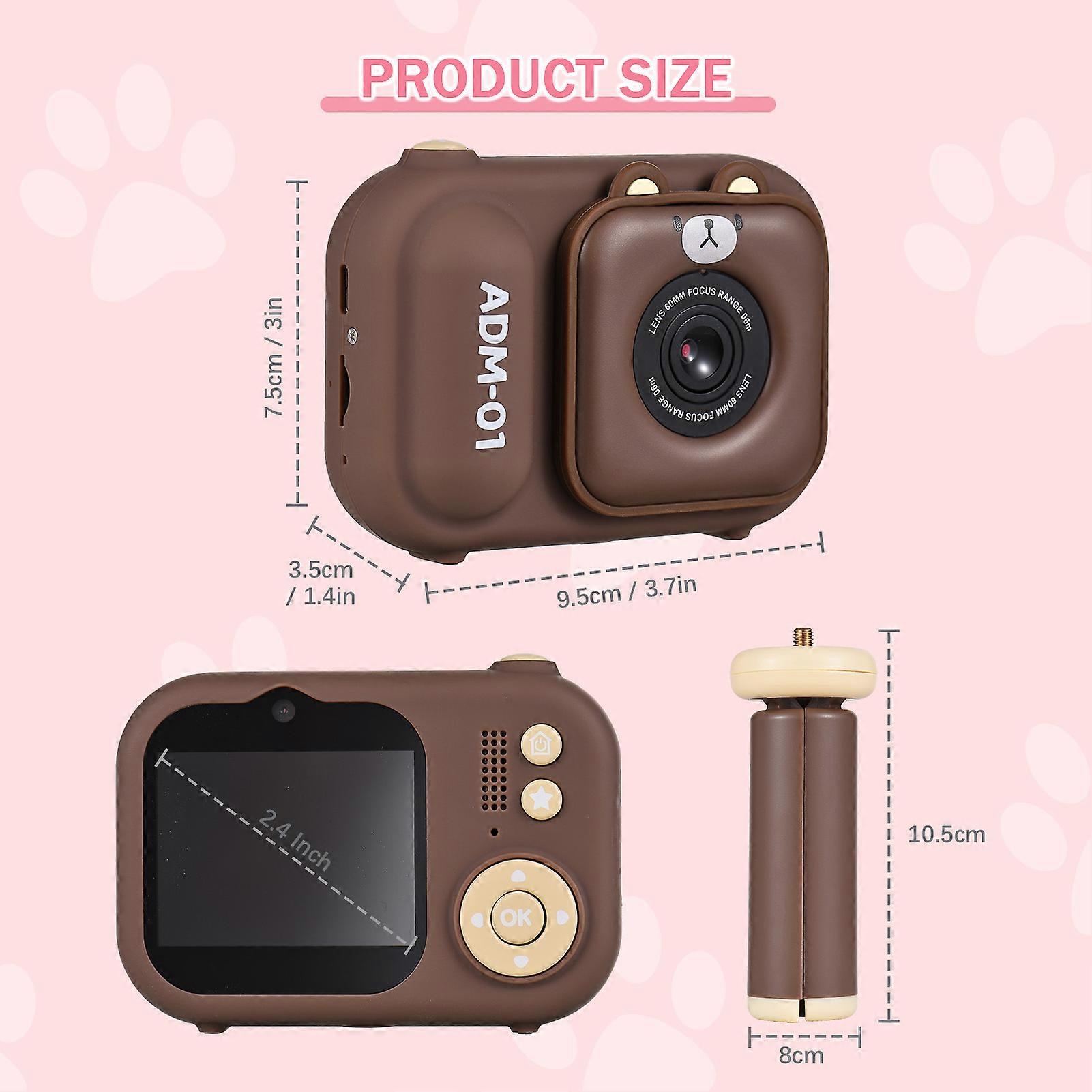 1080P Kids Digital Camera Mini Video Camera for Kids 48MP 2.4 Inch IPS Screen Dual Lens Built-in Battery with 32GB Memory Card & Card Reader & Deskto