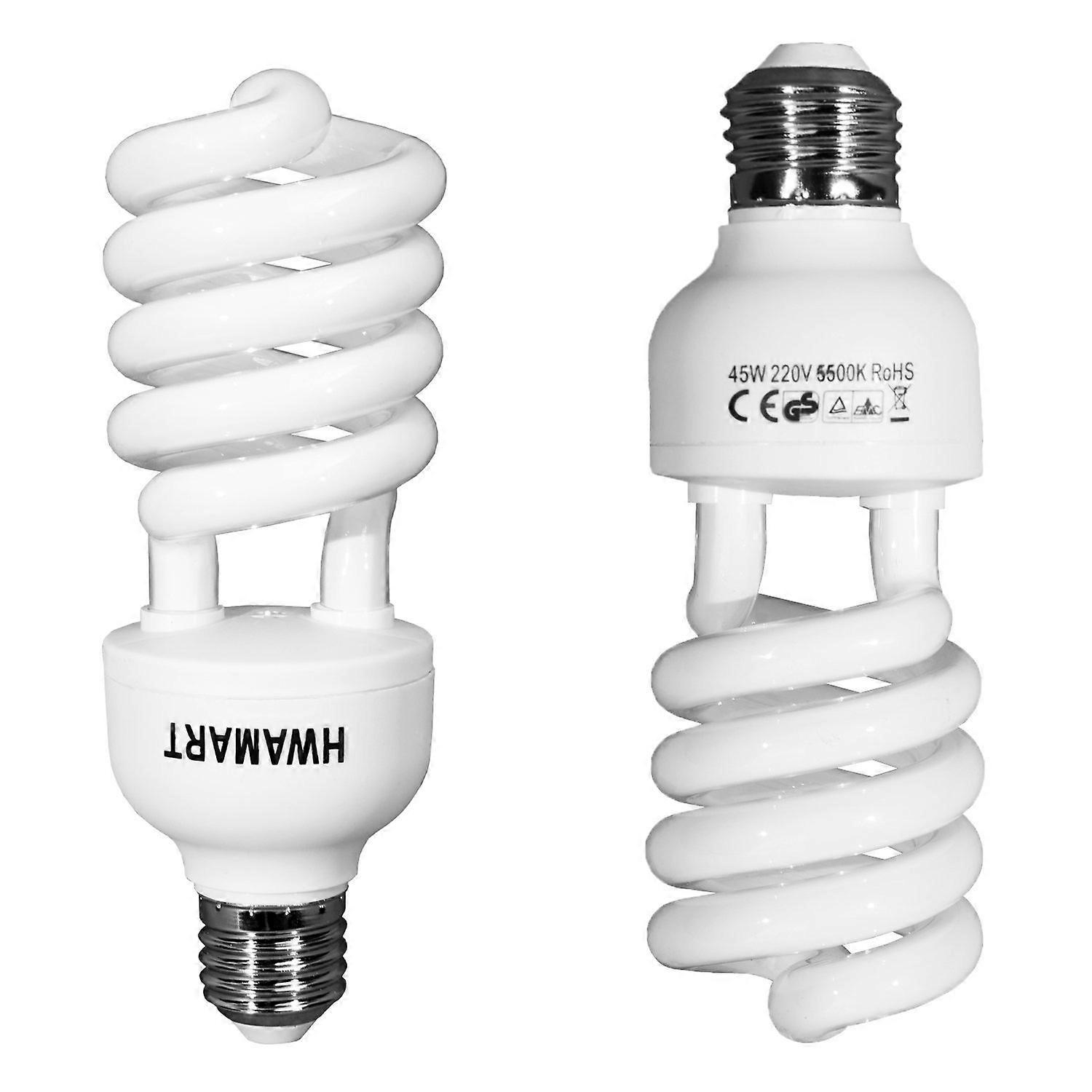 2 x 45W E27 CFL Photo Lamp 5500K Daylight Studio Lighting Softbox Energy Efficient for Product Photography