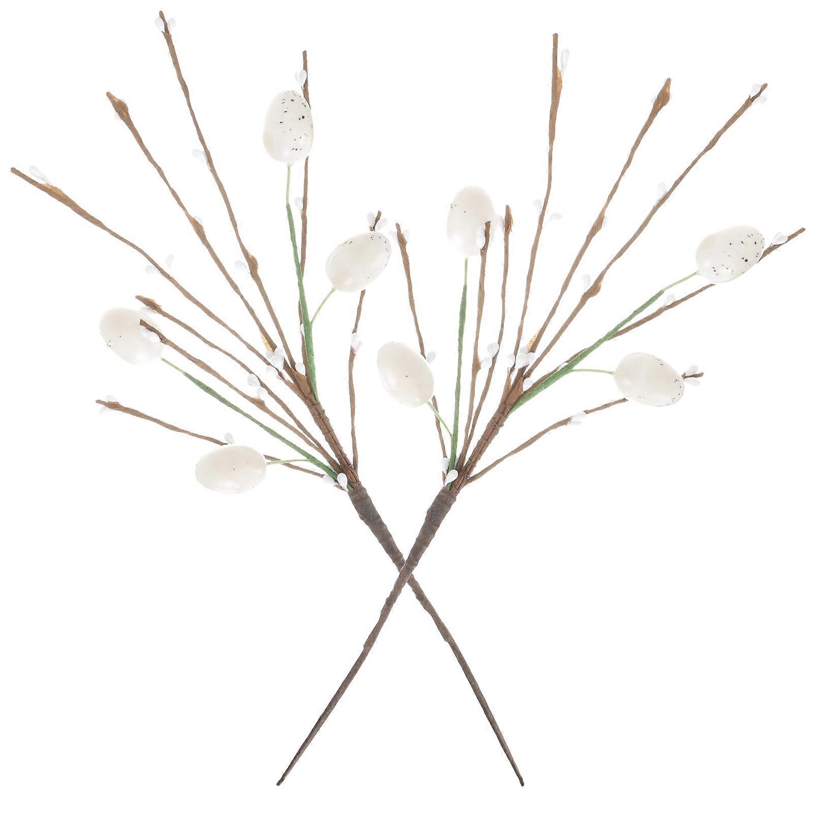 Egg Picks Easter Egg Stems Diy Decoration White 33x5cm Plastic Metal For Rustic Decor 2Pcs