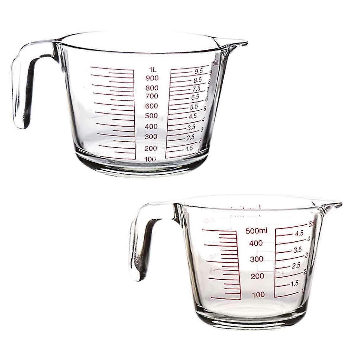 High Temp Resistant 16oz/32oz Large Glass Measuring Cup with Scale & Handle - Microwave Safe Easy Read Markings Perfect for Baking Cooking and Kitchen