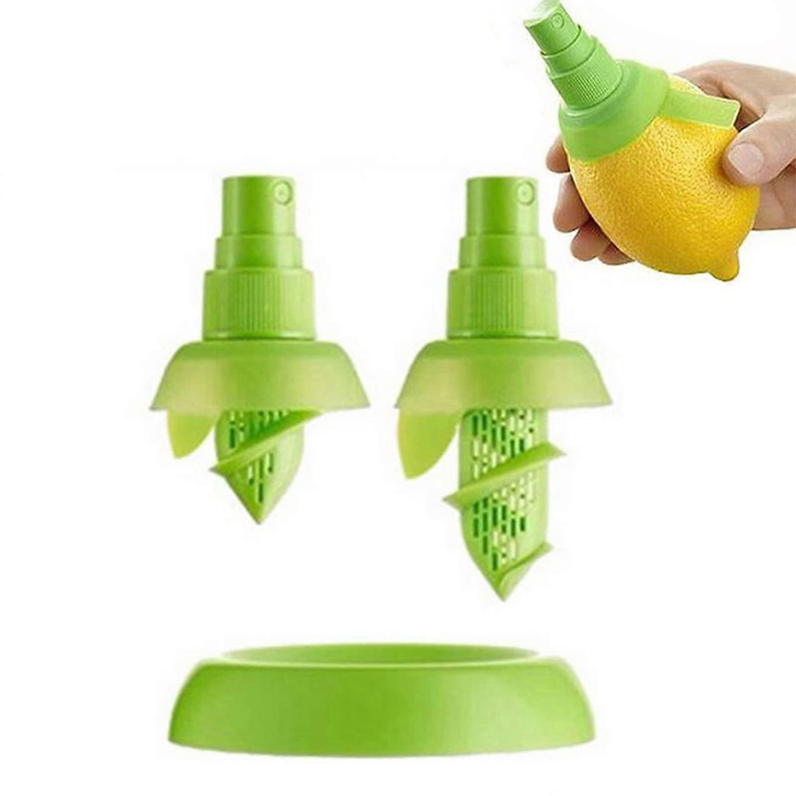 Manual Lemon Squeezer Pack of 2 - Green Citrus Sprayer for Lemons, Oranges, and More - Easy to Use Handheld Juicer