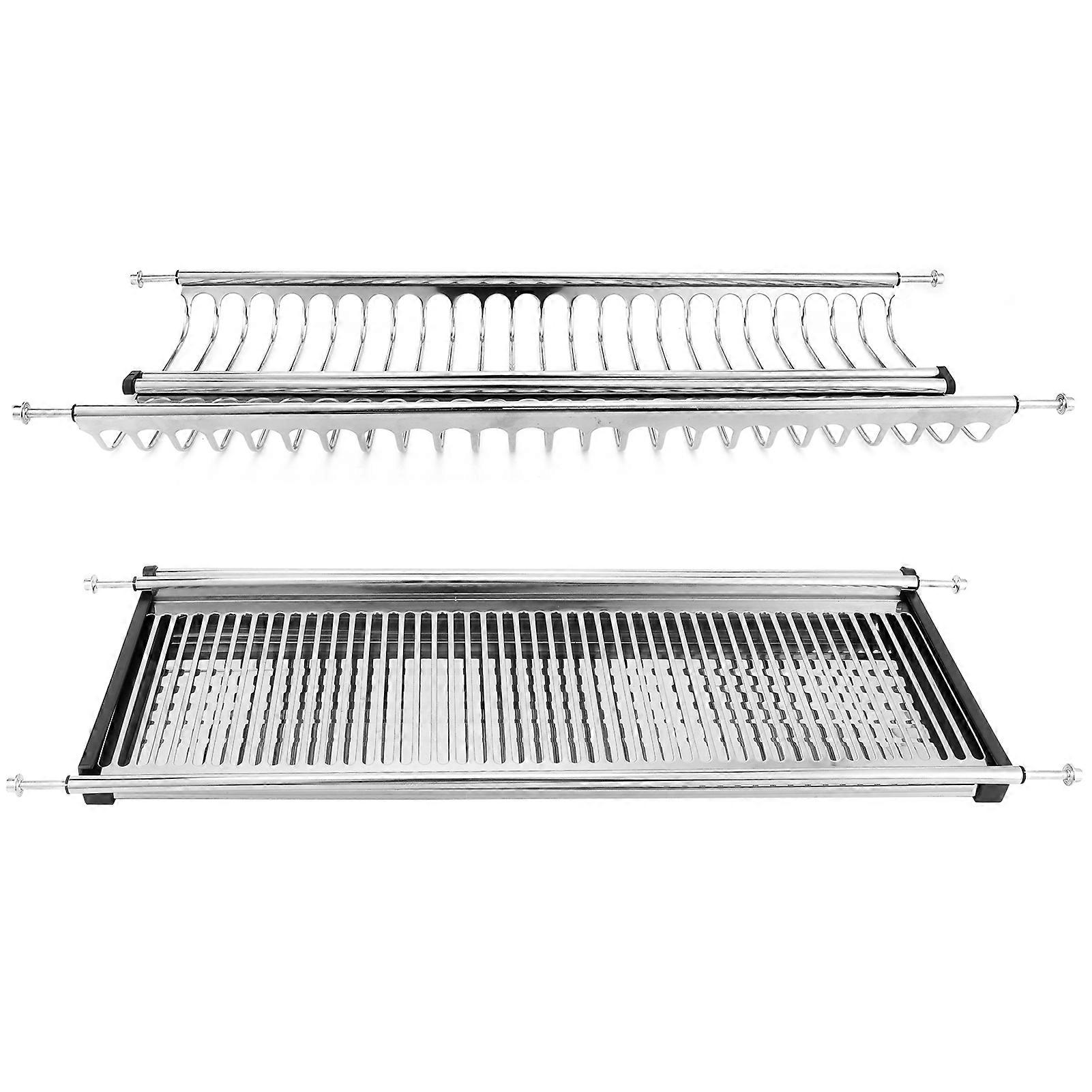 Double Layer Stainless Steel Dish Drying Rack Storage Shelf Holder for Kitchen Cabinet60cm Cabinet Width