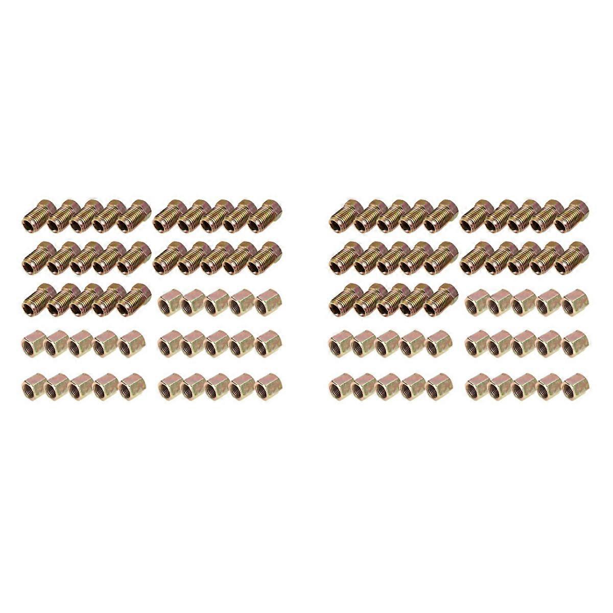 100Pcs Male / Female End Union Brake Pipe Screw Nuts M10 X 1mm 3/16Inch OD Copper Brake Tubes Line P