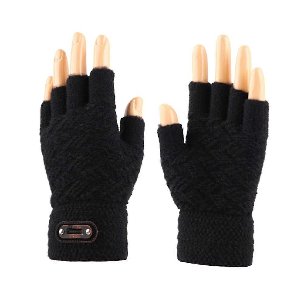 Knitted Gloves Touch Screen Men's Gloves Warm Windproof Black 1Pair