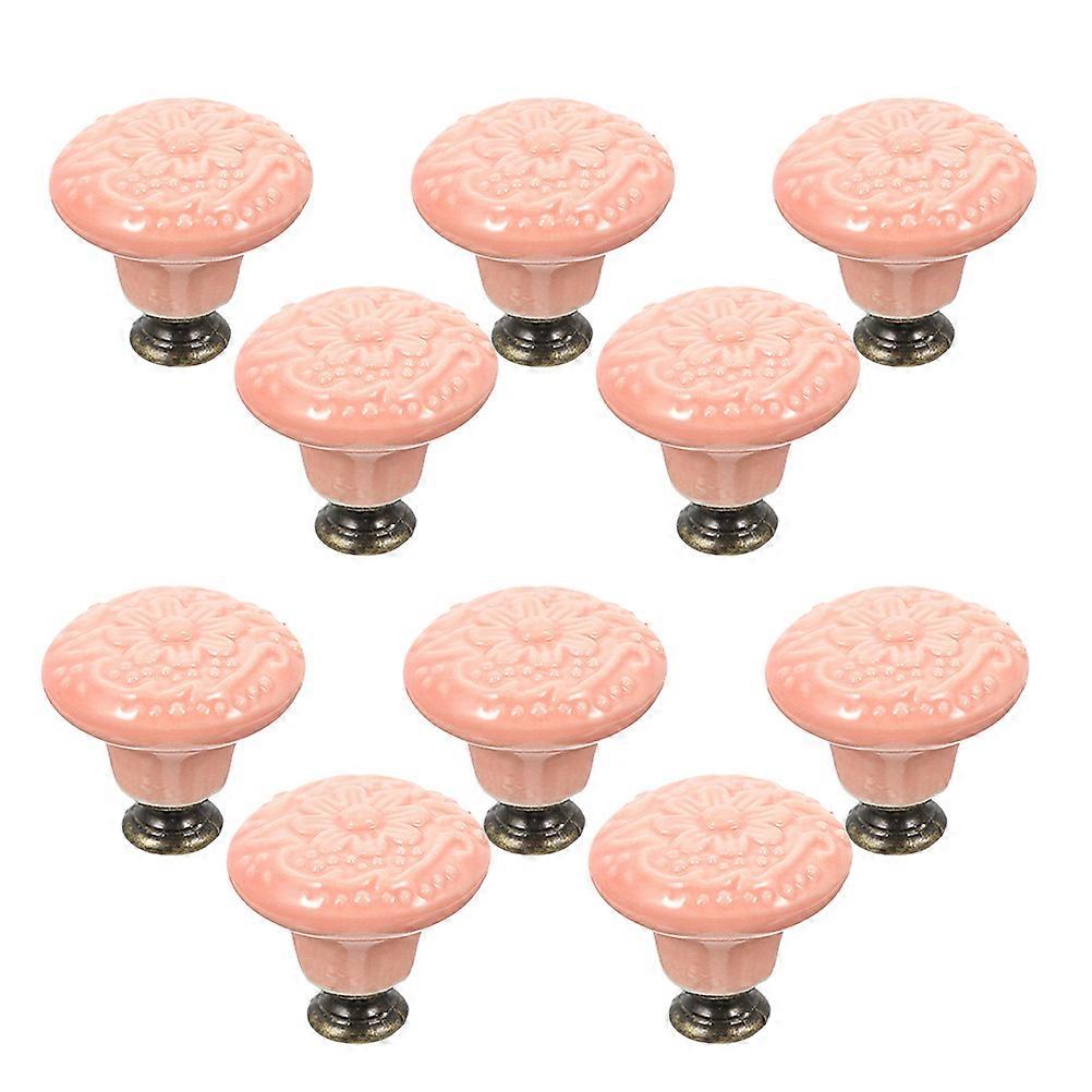 Furniture Pull Handle Creative Knob For Cabinets Pink Ceramic Round Replacement Handle 10Pcs