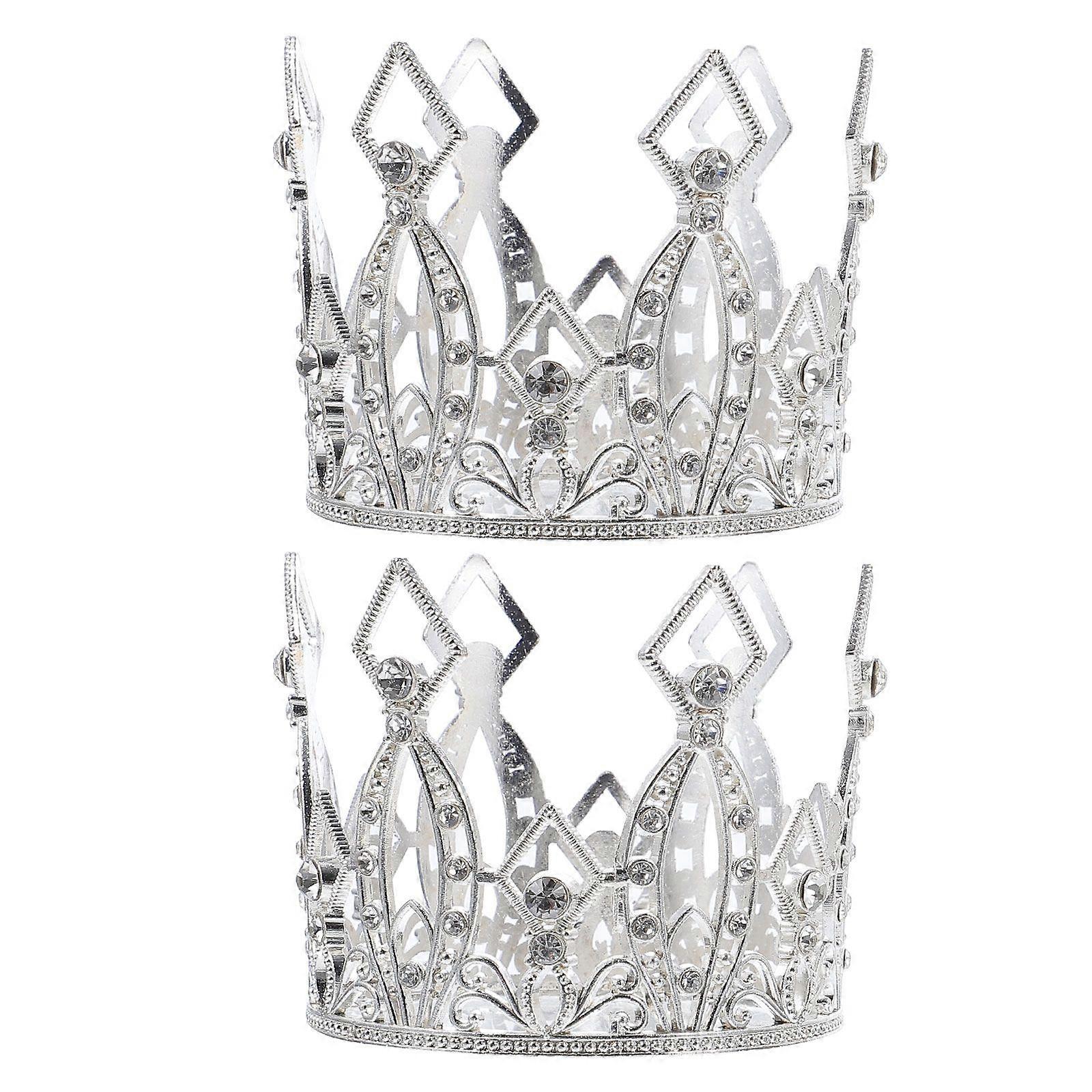 2pcs Decorative Mini Crown Cake Topper Exquisite Cake Decor Crown for Party