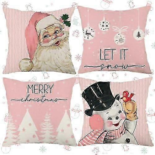 2024 وسادة زخرفية من الكتان ، 4 قطع وسادة عيد الميلاد ، كيس وسادة مزخرف ، وسادة عيد الميلاد ، كيس وسادة عيد الميلاد الرنة ، غطاء وسادة المسيح