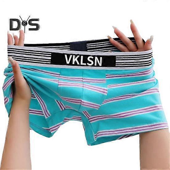Men Boxer Underwear Mid-rise U-Convex Striped Print Breathable Smooth Lines Shorts Panties Smooth Lines Boxers